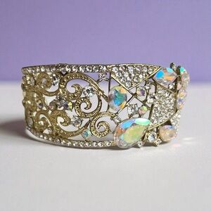 Elegant Vintage Gold and Silver Crystal Bracelet